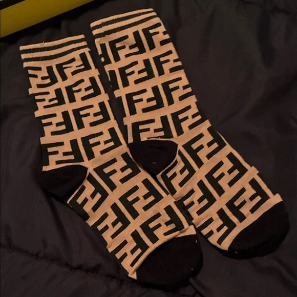 Fendi Black and Tan Patterned Socks - Picture 3 of 4